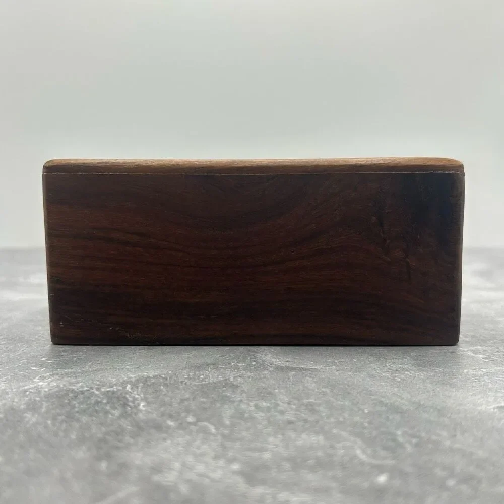Vintage Hand Carved Wooden Trinket Jewelry Box Engraved Traditional Urns